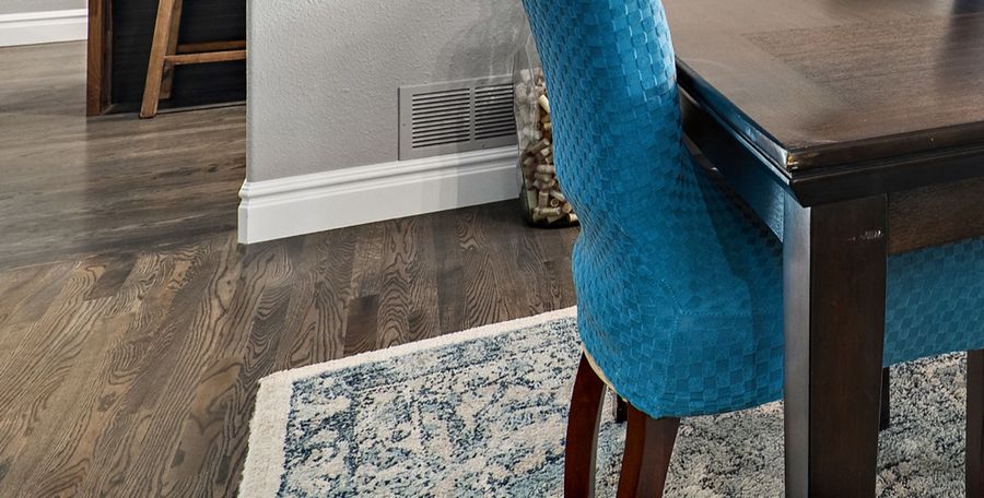 Close up of the new hardwood floor in the Highlands Ranch dining room