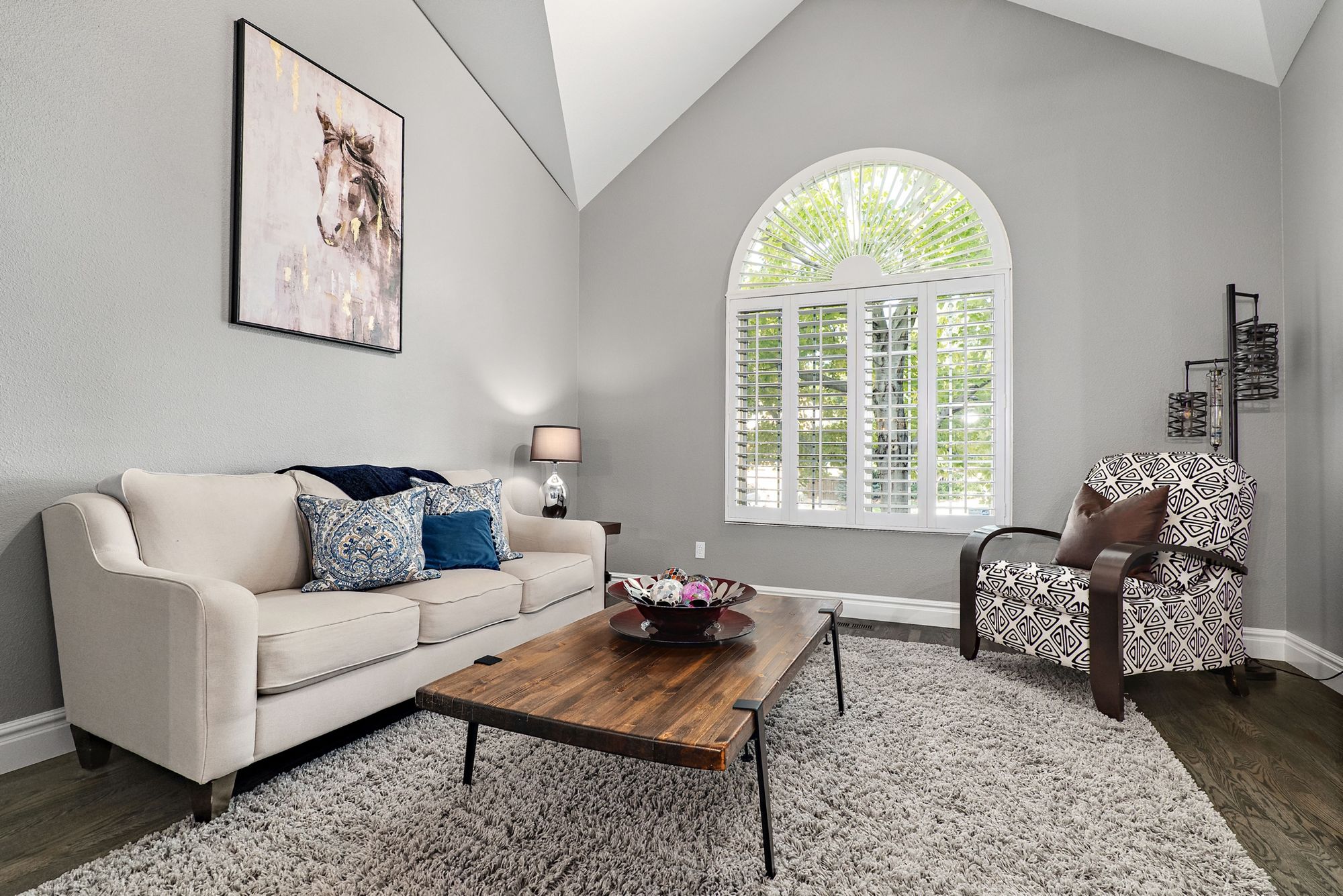 Living room in Highlands Ranch, Colorado, with new hardwood flooring
